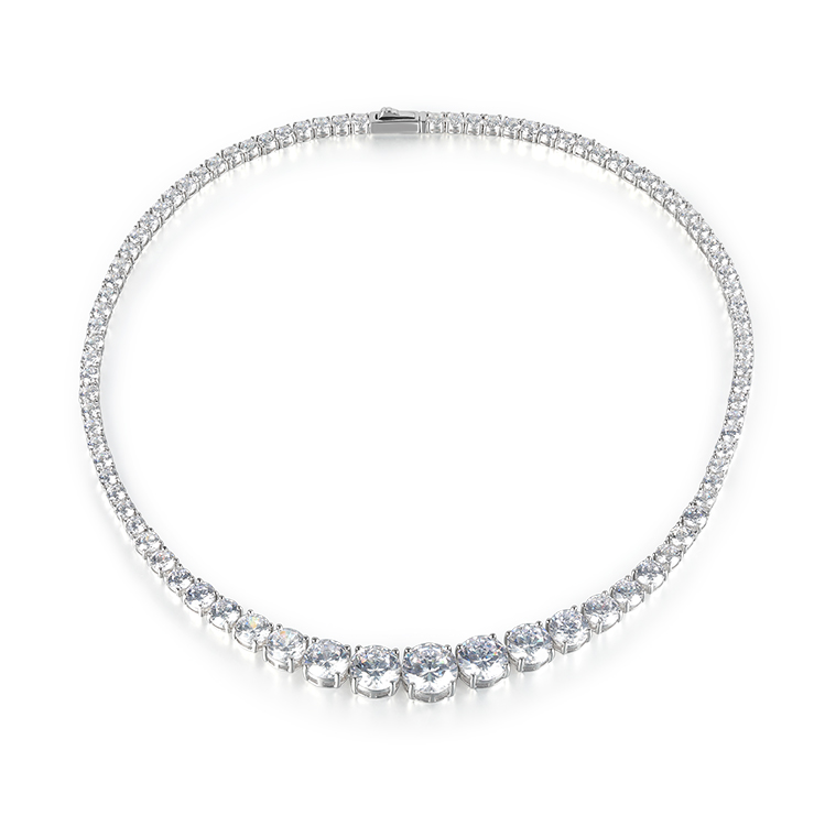 Fashion Jewelry Tennis Choker Necklace 925 Silver Cubic Zirconia Tennis Chain Necklace 