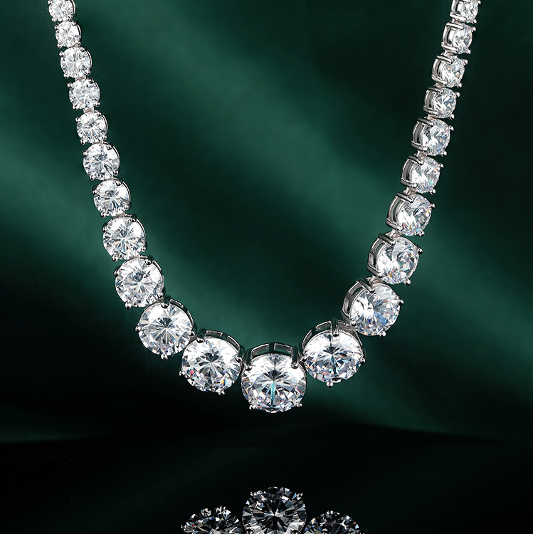 Fashion Jewelry Tennis Choker Necklace 925 Silver Cubic Zirconia Tennis Chain Necklace 