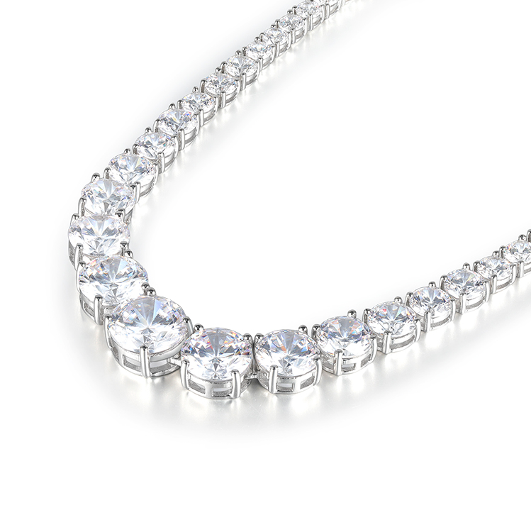 Fashion Jewelry Tennis Choker Necklace 925 Silver Cubic Zirconia Tennis Chain Necklace 
